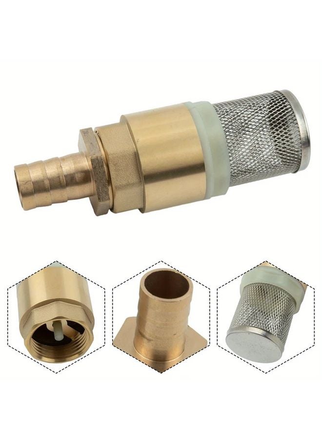 1 Inch Copper Bottom Hole Valve Braided Inlet Filter Screen Return Valve with Outer Threaded Tee - Image 1